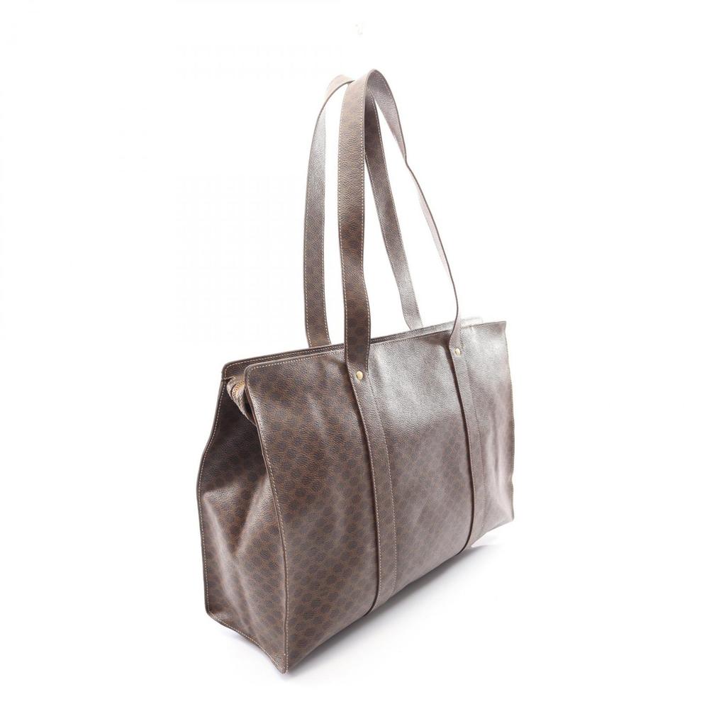 Used CELINE Macadam Tote Bag PVC coated canvas leather Brown Used Women