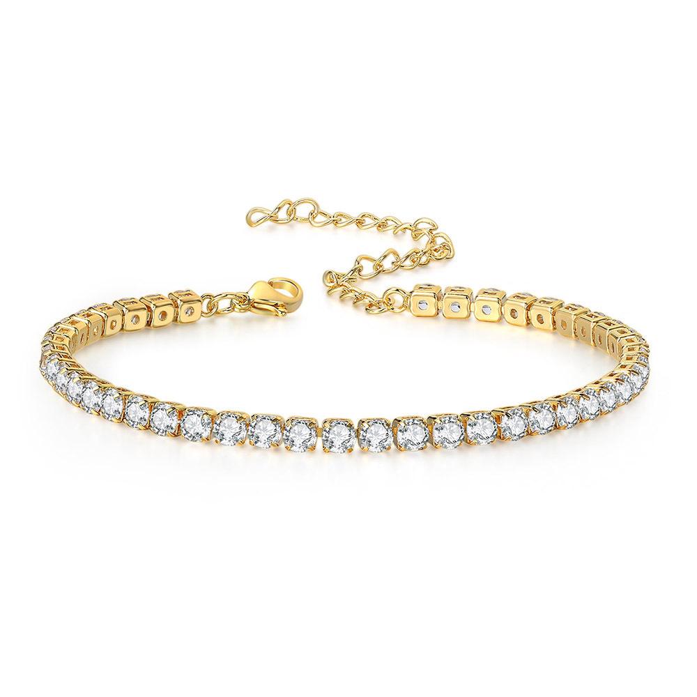 Luxury Zircon Women's Anklet: European & American Trendy, Gold-Plated Tennis Chain with Paved Diamonds