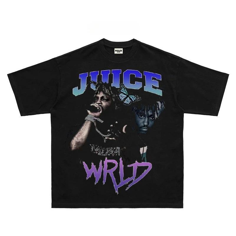 Famous Singer Design Juice WRLD Graphic Print T-shirt Men Women High-street Hip-Hop Comfortable Soft O-neck Loose Casual Oversized Top Summer New Tee