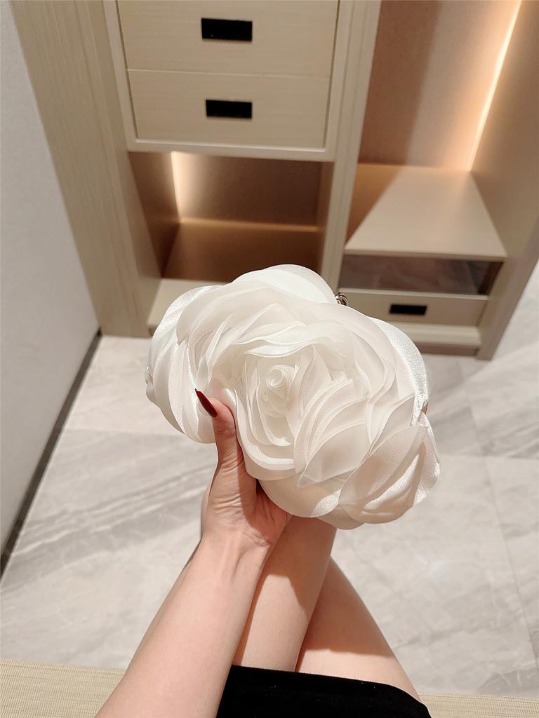 Dinner Bag Flower Clutch Bag White Romantic Wedding Bridesmaid Bag Dress Prom Bag Party Bag