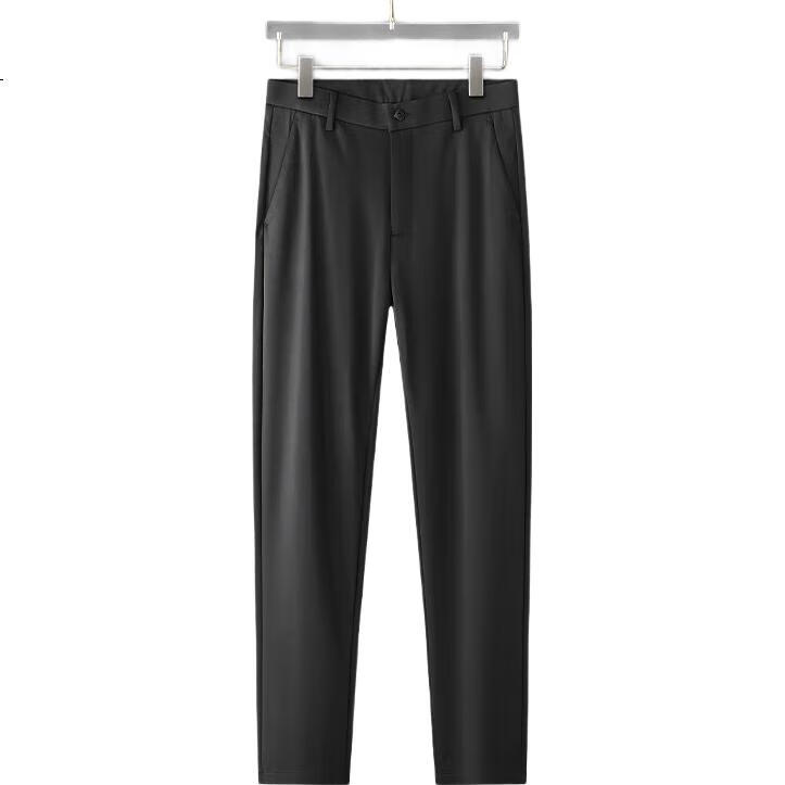 FIRS High Elasticity Milk Fiber Men's Pants Autumn Winter Thickened Business Casual Trousers Navy Blue 30