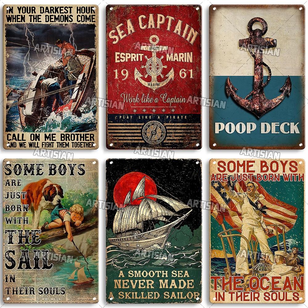 Handwerker Job Vintage Metallposter Matrose Metallschild Segeln Rostige Dekorative Blechplakette Wanddeko Garage Bar Pub Club Küche