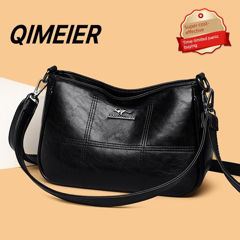 

Genuine Leather Women s Bag 2025 New Retro Fashion Middle-Aged Mother Bag Women Soft Leather Large Capacity Mother-in-Law Messenger Bag Black