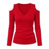 Women's Casual Off-Shoulder Fitted Long Sleeve T-Shirt Top for Daily Wear