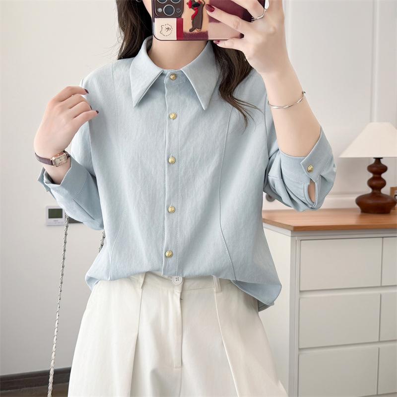 2025 Plus Size Women's Autumn Lapel Cardigan Top - Versatile Casual Shirt/Jacket for Girls