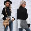 Damen Rollkragenpullover, Color-Block, Lockerer Schnitt für Herbst und Winter