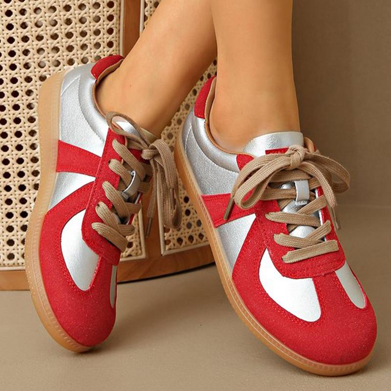 Fashion Casual Mixed Color Sneakers for Women Spring Autumn 2025 All-Match Lace Up Flats Woman Non-Slip Plus Size 35- 44 Shoes Female