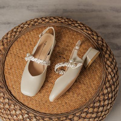 Damen Slingback Chunky Block Heels Sandalen Geschlossene quadratische Zehenpartie Niedriger Absatz Hochzeitsfeier Kleid Pumps Schuhe Sommer Schnallenriemen Mary Janes Pumps für Frauen