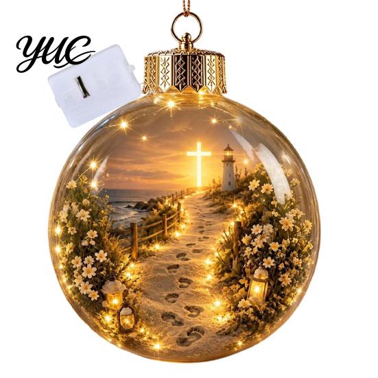 Illuminated Faith Based Decor Christian Scripture Keepsake, Light Up Religious Hanging Ornament with Bible Spiritual Encouragement Home Verse,