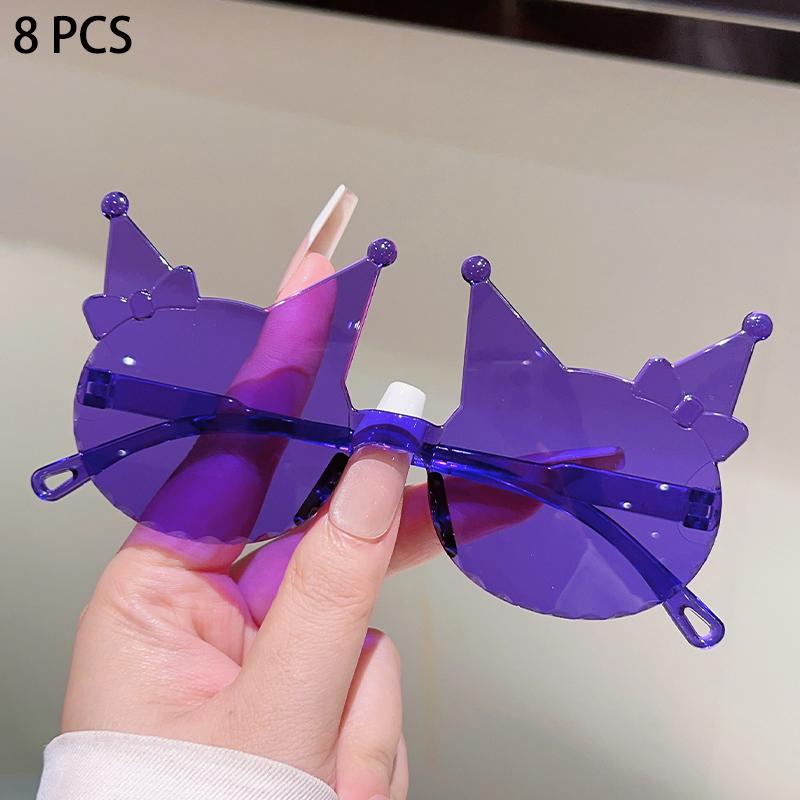 1/8 Pcs Rimless Kitten Shaped Sunglasses for Girls New Gradient Multi-color Decor Sun Glasses Cute Candy Color Kids Shades