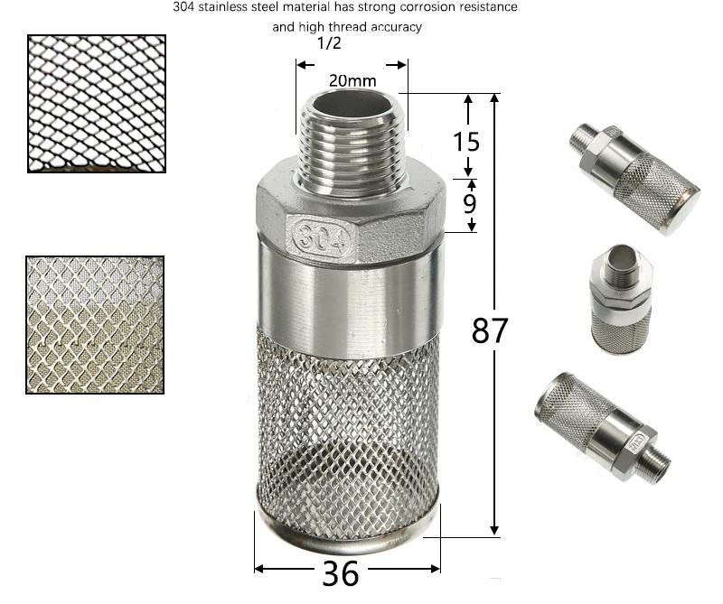 304 Stainless Steel Female Thread Filter Mesh Filter Circular Filter Head