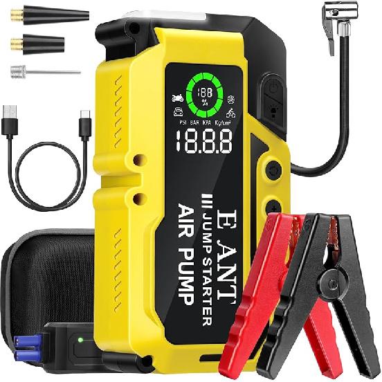 Car Battery Jump Starter with Air Compressor, 4000A Peak 150PSI Car Jump Starter Jump Box for Up to 10L Gas 8L Diesel Engine, 12V Car Battery Jumper