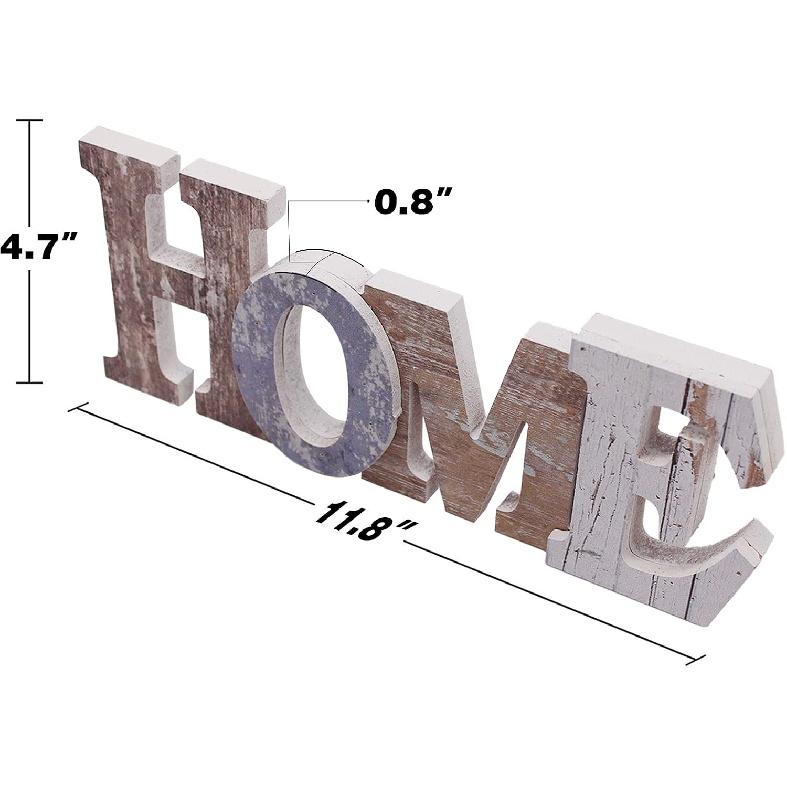 Wood Home Sign, Decorative Art Wall Mount, Free Standing Wooden Word Table Signs for Home Decor (Home)