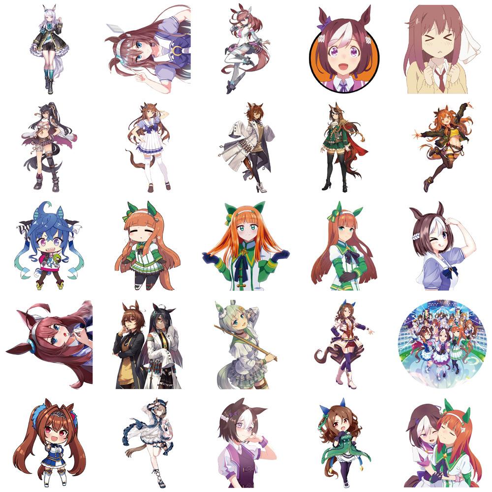 50Pcs Anime Uma Musume Pretty Derby Game Graffiti Stickers Cartoon Decals Laptop Skateboard Motorcycle Decoration Sticker