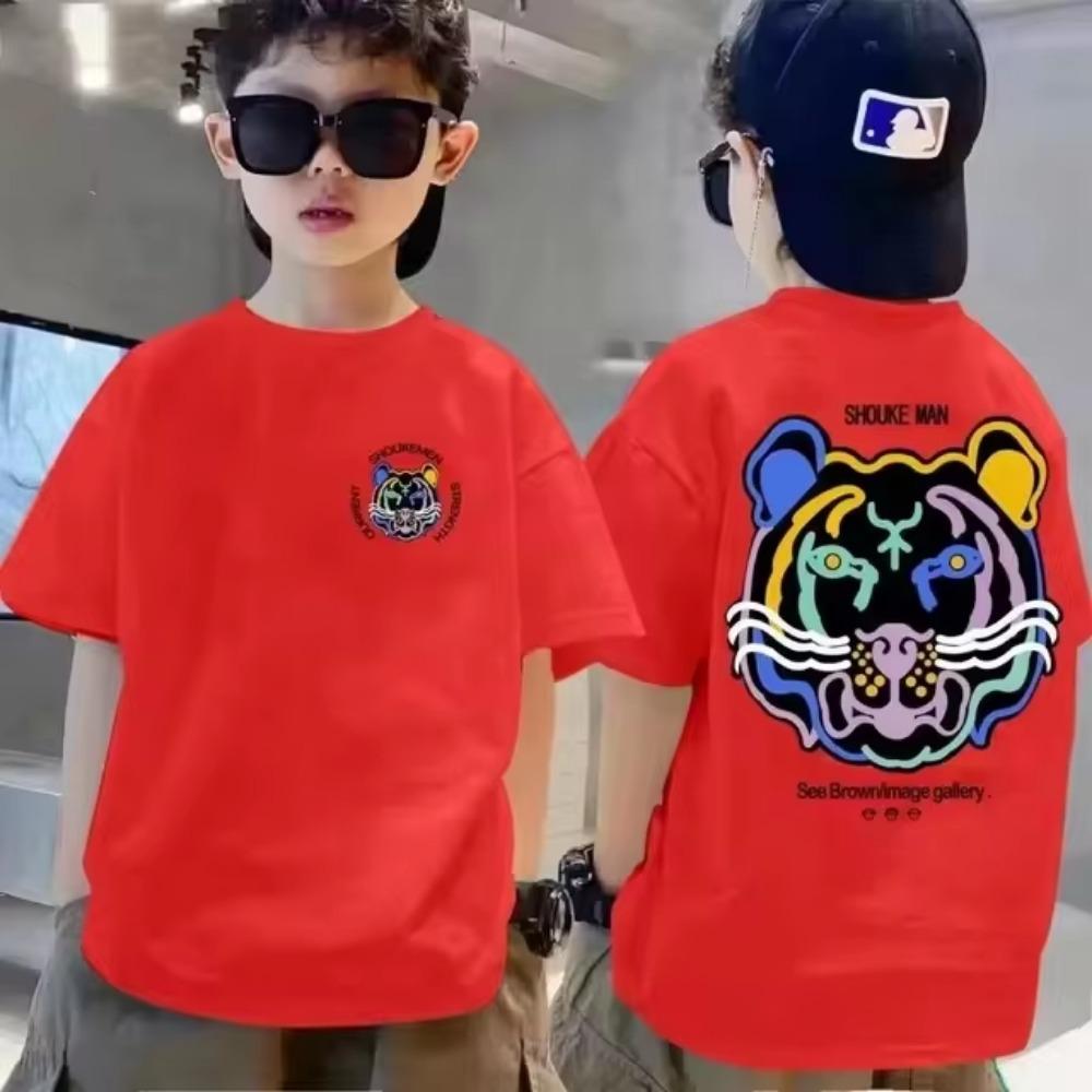 Summer street wear boy's T-shirt cool graffiti print girl's T-shirt short sleeved children's top high-quality children's clothing
