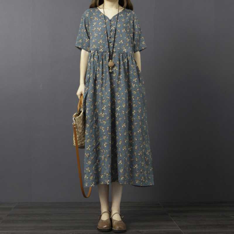 

Summer Floral Dress for Women M синій