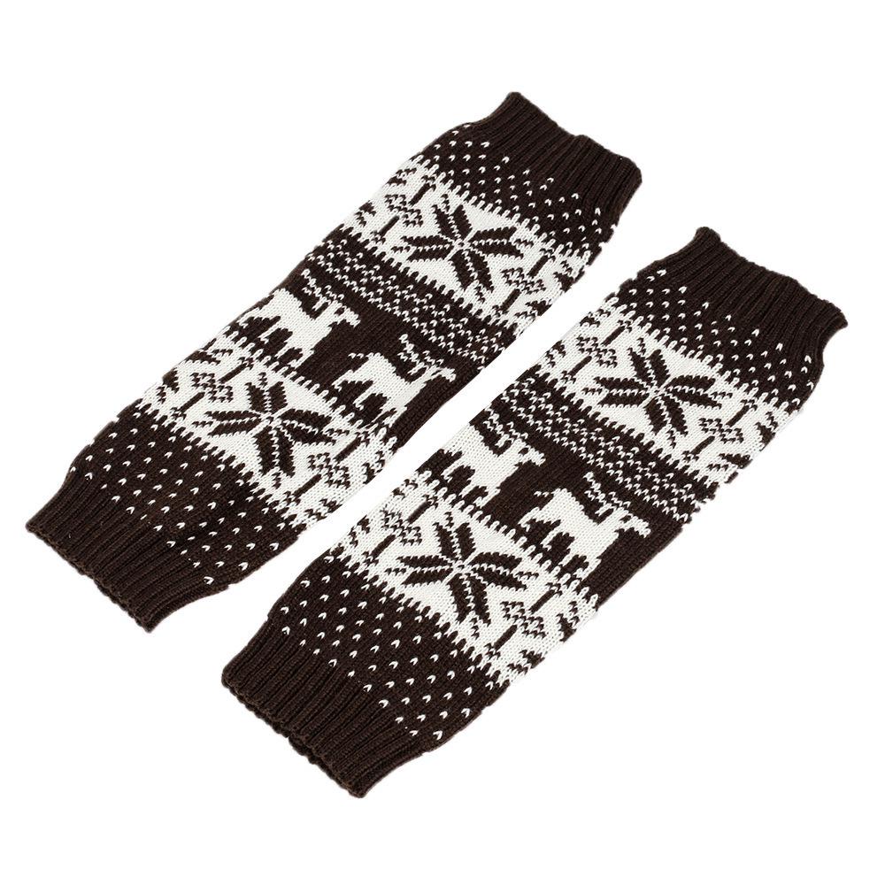Thick Knit Snowflake Reindeer Christmas Leg Warmers