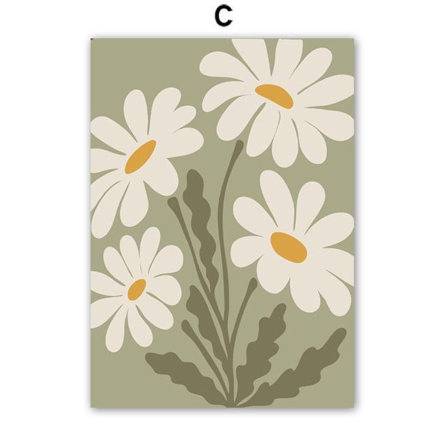 Retro Flowers Vase Leaves Gallery Anemone Wall Art Poster And Prints Plant Canvas Painting Wall Pictures For Living Room Decor