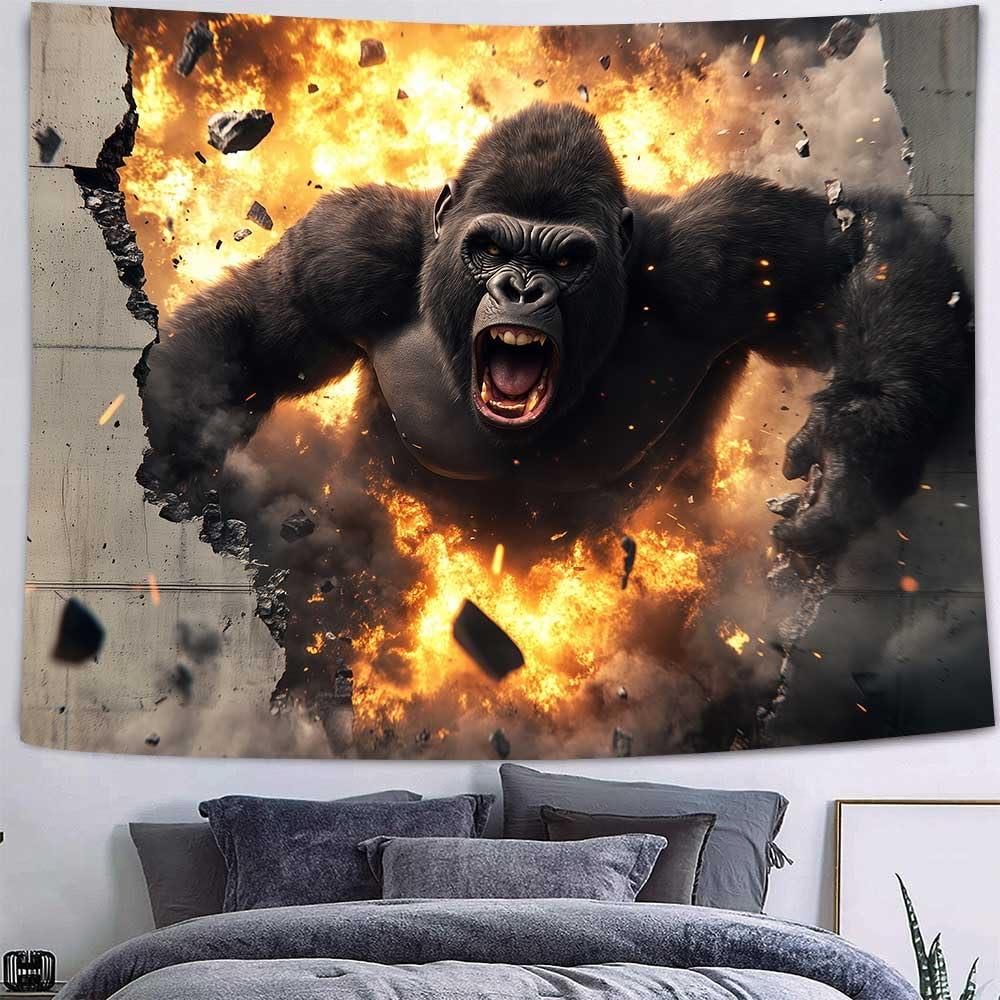 VIKAMA Gorilla Tapestry with 3D Visual  Fantasy Animal Wall Hanging for Bedroom Living Room Dorm or Home Decor Cool Boys