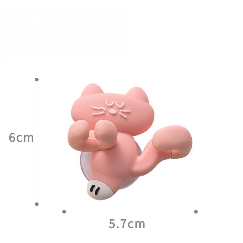 Adorable Cat Silicone Suction Cup Toothbrush Holder Wall Mounted Easy Clean Waterproof Bathroom Storage Accessory