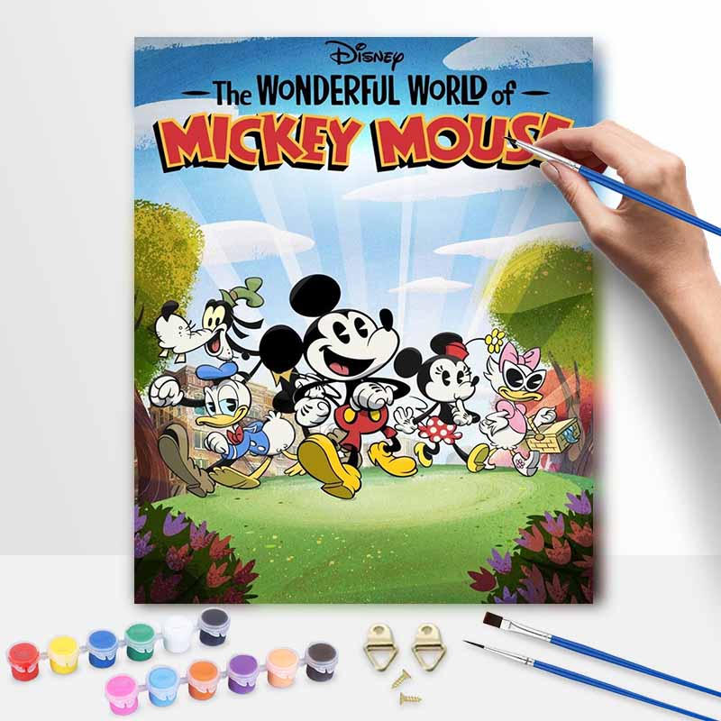 Disney Wonderful World of Mickey Mouse Oil Painting Kit, Hand Painting Canvas DIY Home Decor 20x30cm