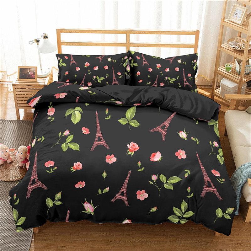 Eiffel Tower Duvet Cover Chic Paris Bedding Set Microfiber Modern French Style Romantic Theme Comforter Cover With Pillowcases