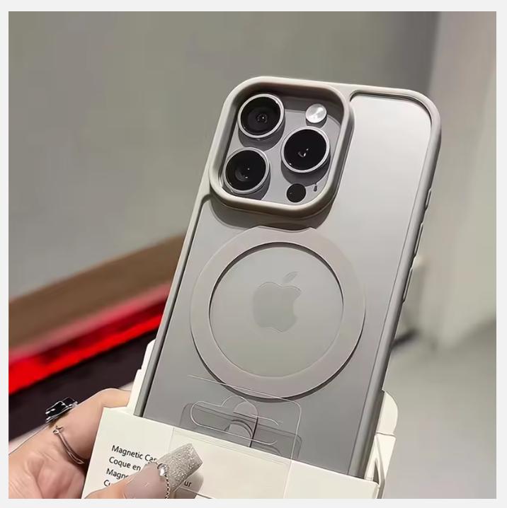 Matte Natural Titanium Magnetic Charging Phone Case for iPhone 16 15 14 13 12 11 Pro Max Plus Mini Magsafe Shockproof Hard Cover