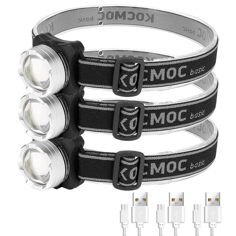 COB LED Headlamp USB Rechargeable Headlight LED Head Torch Built-in Battery Waterproof 3 Modes Camping Fishing Emergency Lantern