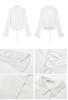 PTORGE White Dress Solid Long Sheer Flared Y2K Street Style Women's Shirt, Color, Turn-Down Collar, Sleeve, Shirt, See-Through Blouse, Open-Collar