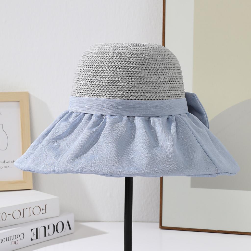 Big eaves anti-ultraviolet colored glue bucket hat women's high-end beach hat summer sun hat show face small spring