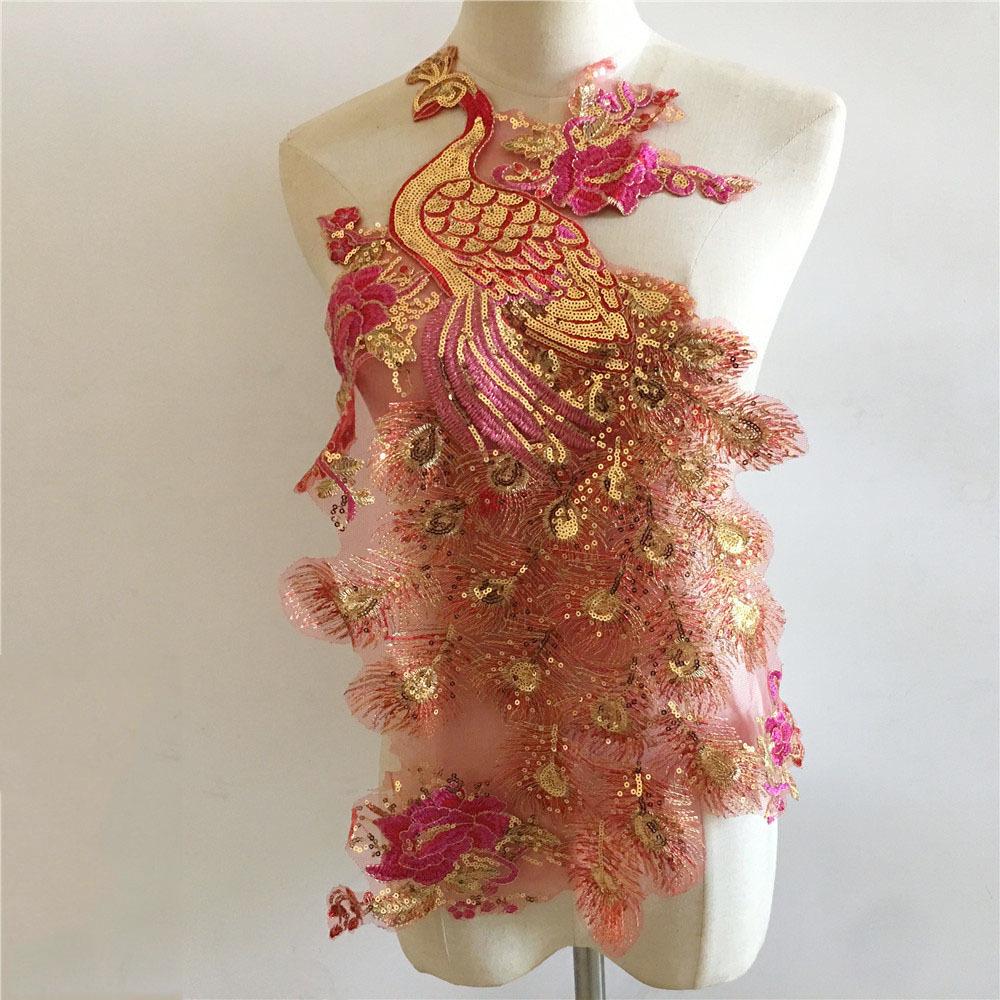Diy Decorative Cheongsam Wedding Dress Embroidery Accessories Multi-Colored Peacock Collar Hollow Lace Mesh Lace Accessories
