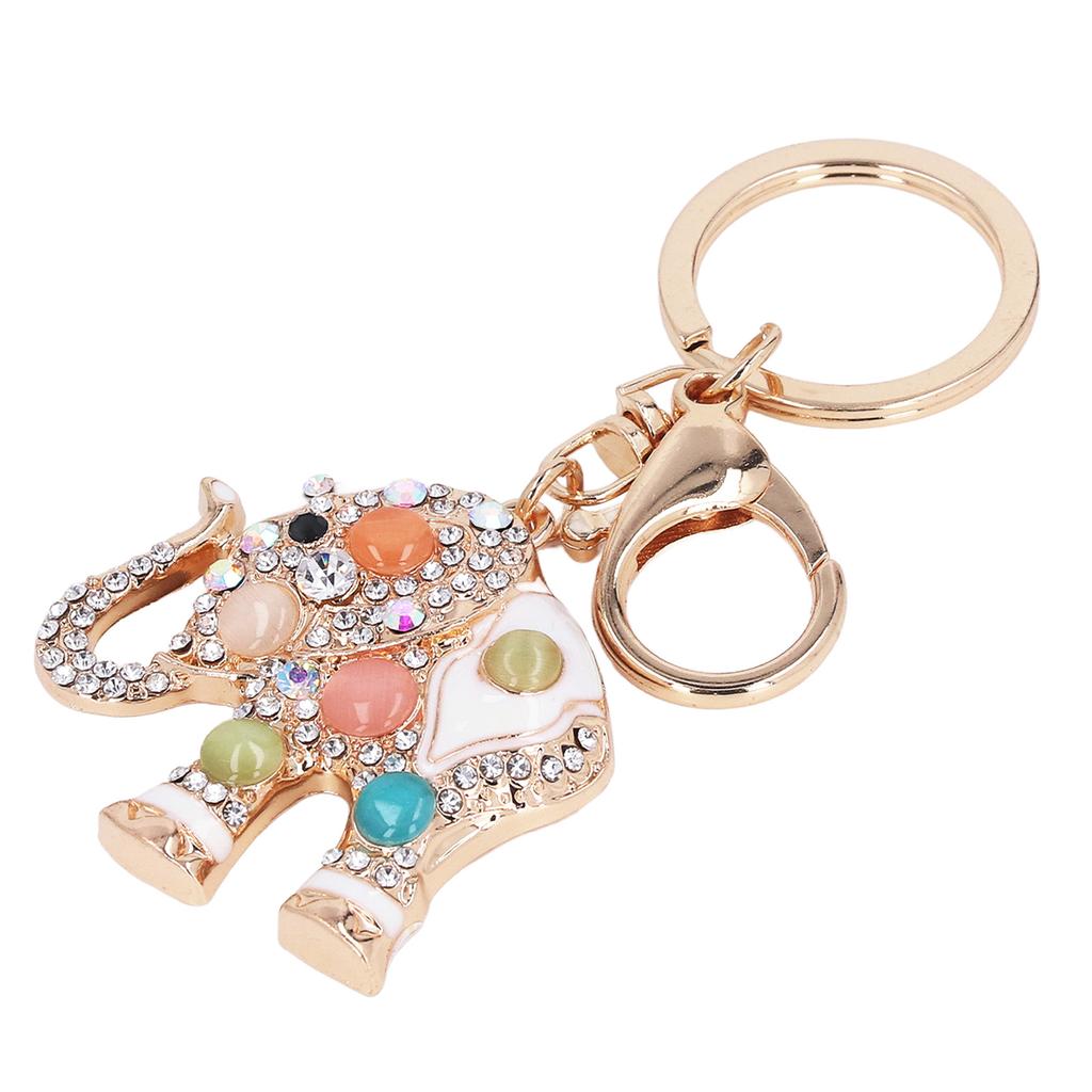 Porte-clés en alliage de zinc en forme d'éléphant avec strass Belle apparence Écologique Tendance