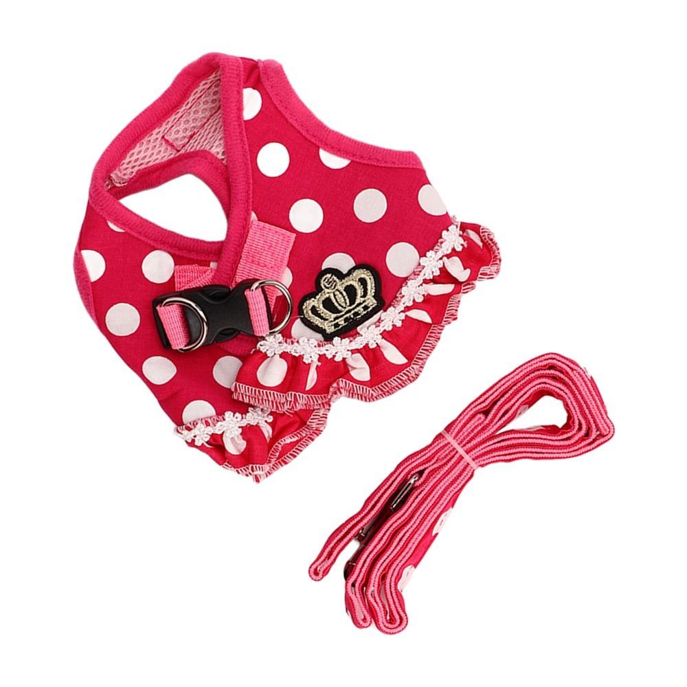 Soft Webbing Dog Harness Leash Set Pink Tone Puppy Outdoor Harness Daily Walking