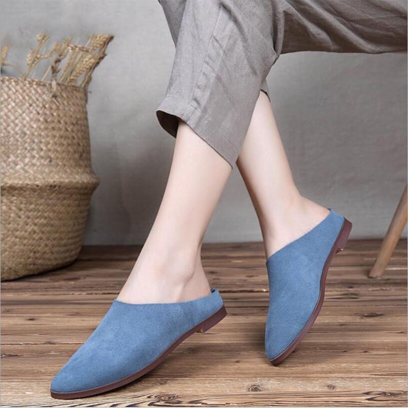 Fashion AIYUQI Women's Baotou Slippers Summer 2025 New Genuine Leather Casual Women's Shoes Large Size Suede Slippers For Ladies