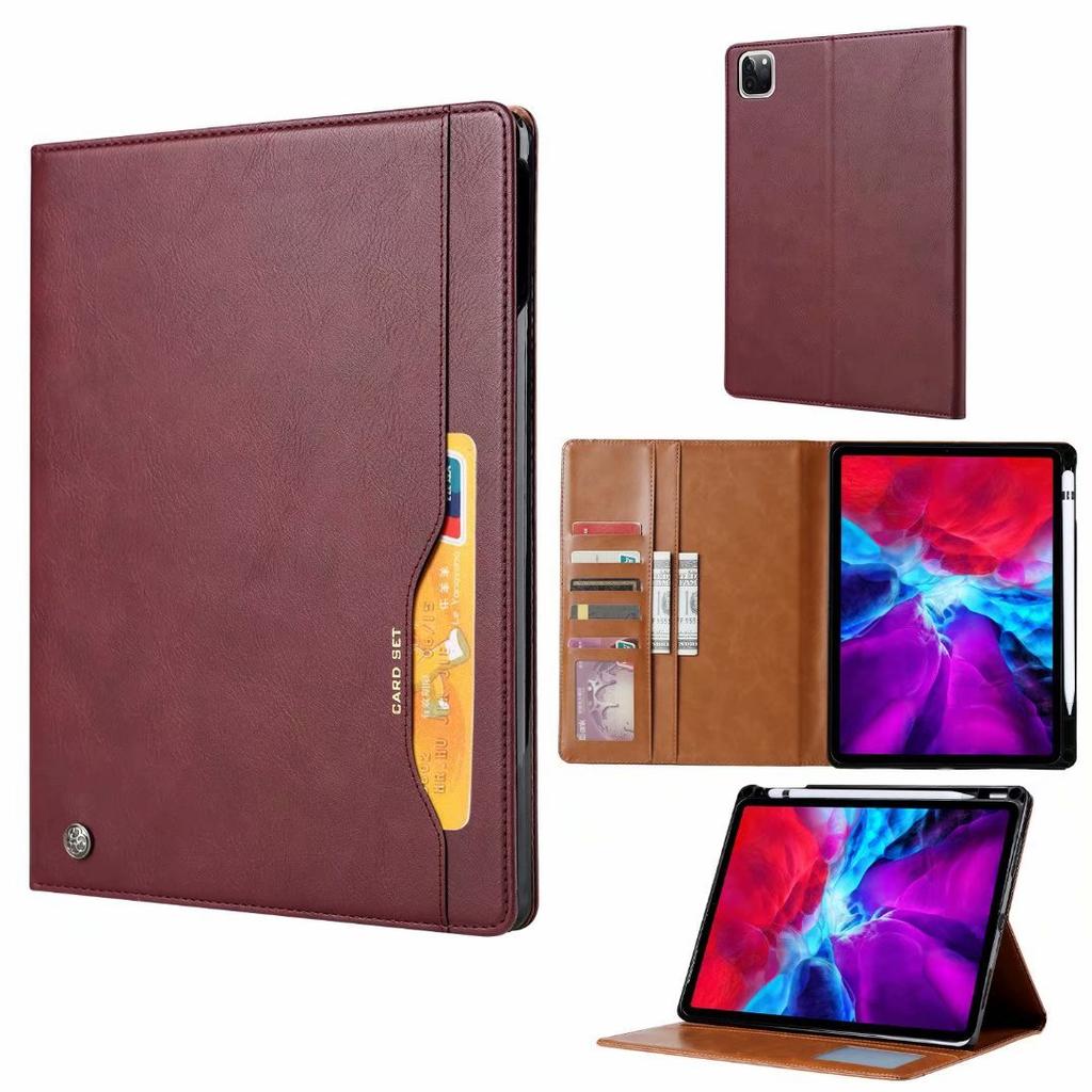 Applicable To iPad Air 11 Tablet Leather Case Pro13 Inch 2026 Retro Leather Pattern Card Wallet Holder Pen Slot Cover