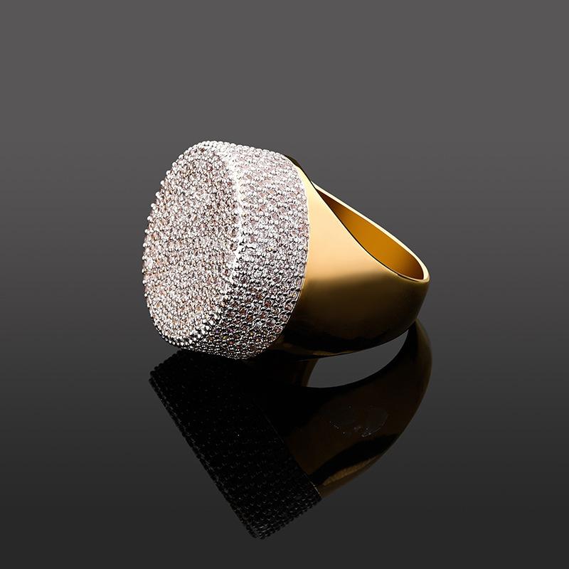 European and American Mens Personalized Micro Inlaid Zircon Hip Hop Big Head Ring Jewelry