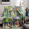 Colorful Cartoon City Map Design Flannel blanket for bedroom, living room, sofa, and nap