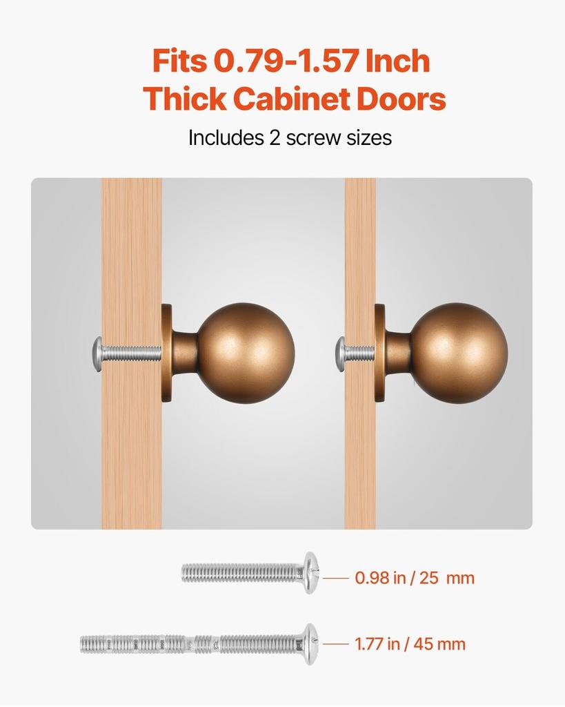 Cabinet Knobs, 12 Pack, 25 Mm Zinc Alloy Drawer Pulls Door Handles, Round Kitchen Dresser Solid Knobs Cupboard Hardware with Screws for Bathroom