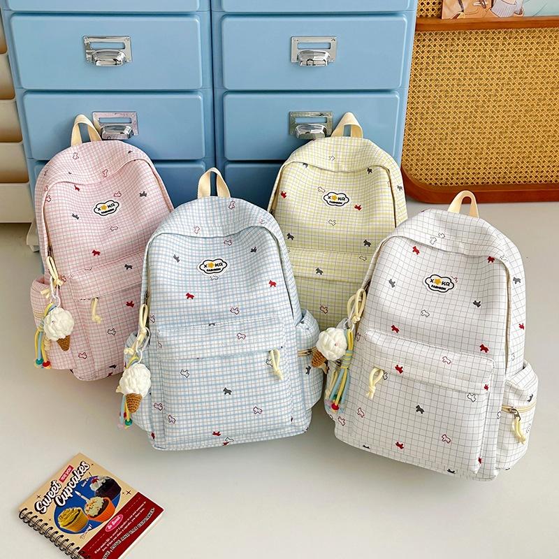 Schoolbag pastoral high school schoolbag female ins niche cartoon large capacity Korean backpack junior high school high value backpack