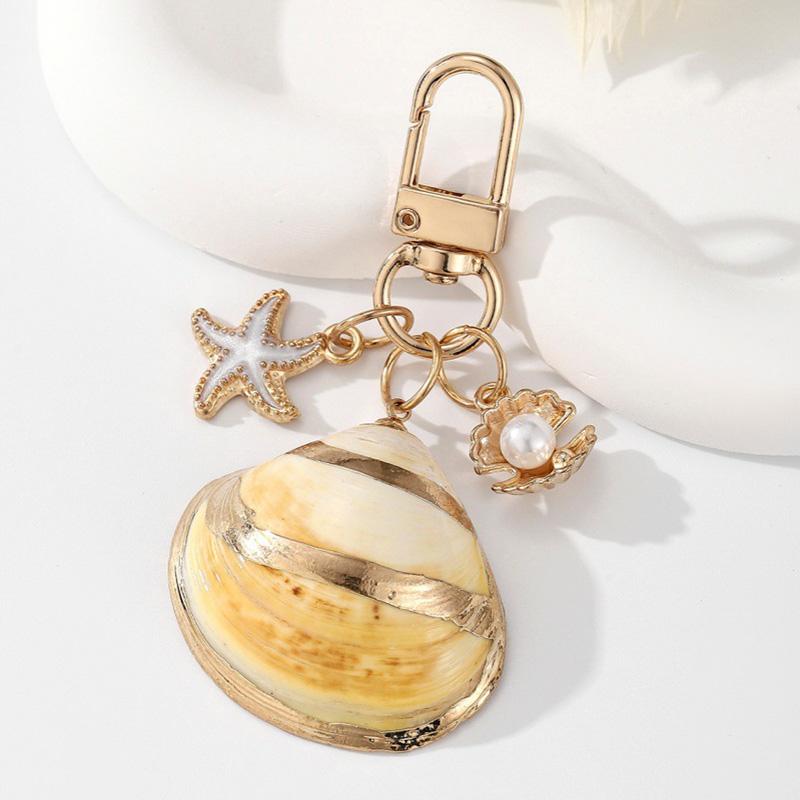 1PC Starfish Shell Fashionable Keychain Creative Keyring Pendant Naturally Conch Bag Charm Asymmetric Shell
