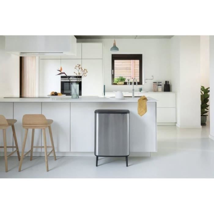 BRABANTIA Poubelle Bo Touch Bin Hi - 2x30 L - Matt Steel Fingerprint Proof