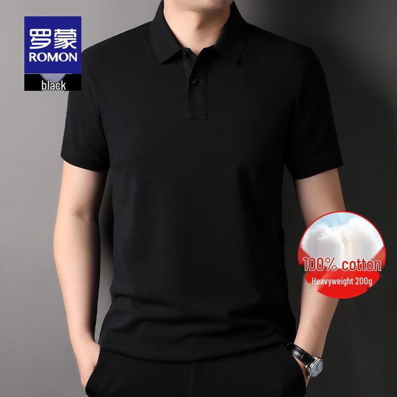 Romon Men s Summer Casual Pure Cotton Polo Shirt L