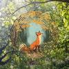 1pc Metal Wind-Operated Rotating Fox & Forest Pathway Wind Chime - Solid & Durable Outdoor Decor for Patio, Balcony, Window - Colorful Leaves Design
