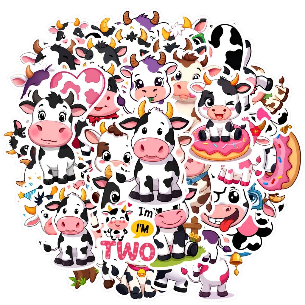 35pcs-50pcs Playful Animals Stickers Cute Farm Life Stationery Stickers  Stickers For Suitcase Fridge Phone Luggage DIY