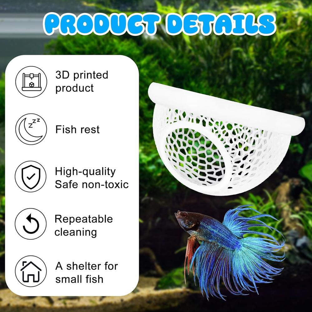 Floating Betta Hide & Shrimp Cave – All-in-One Aquarium Hammock, Feeder, and Safe Resting Spot for Stress-Free Fish Tanks