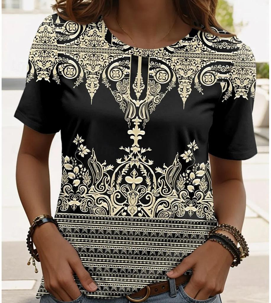 XXS-6XL T-shirt for Women's Summer Floral Graphic T Shirt Fashion Stylish Classic Short Sleeve Tops Tees Women's Clothing