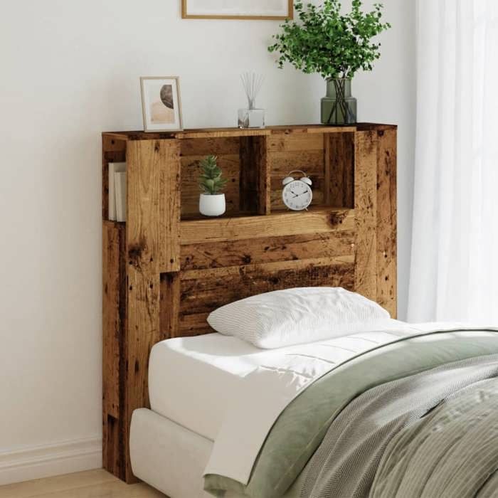 VidaXL Armoire de tête de lit vieux bois 100x18,5x102,5 cm, tête de lit, armoire de chambre à coucher, tête de lit murale, 856876
