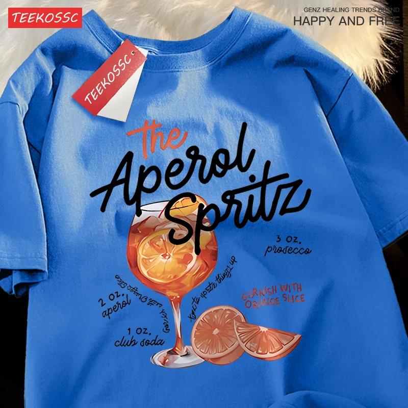 2025 Summer Ice lemon wine drink print Men's 100% cotton T-shirt with round neck loose and fashionable cotton short sleeves