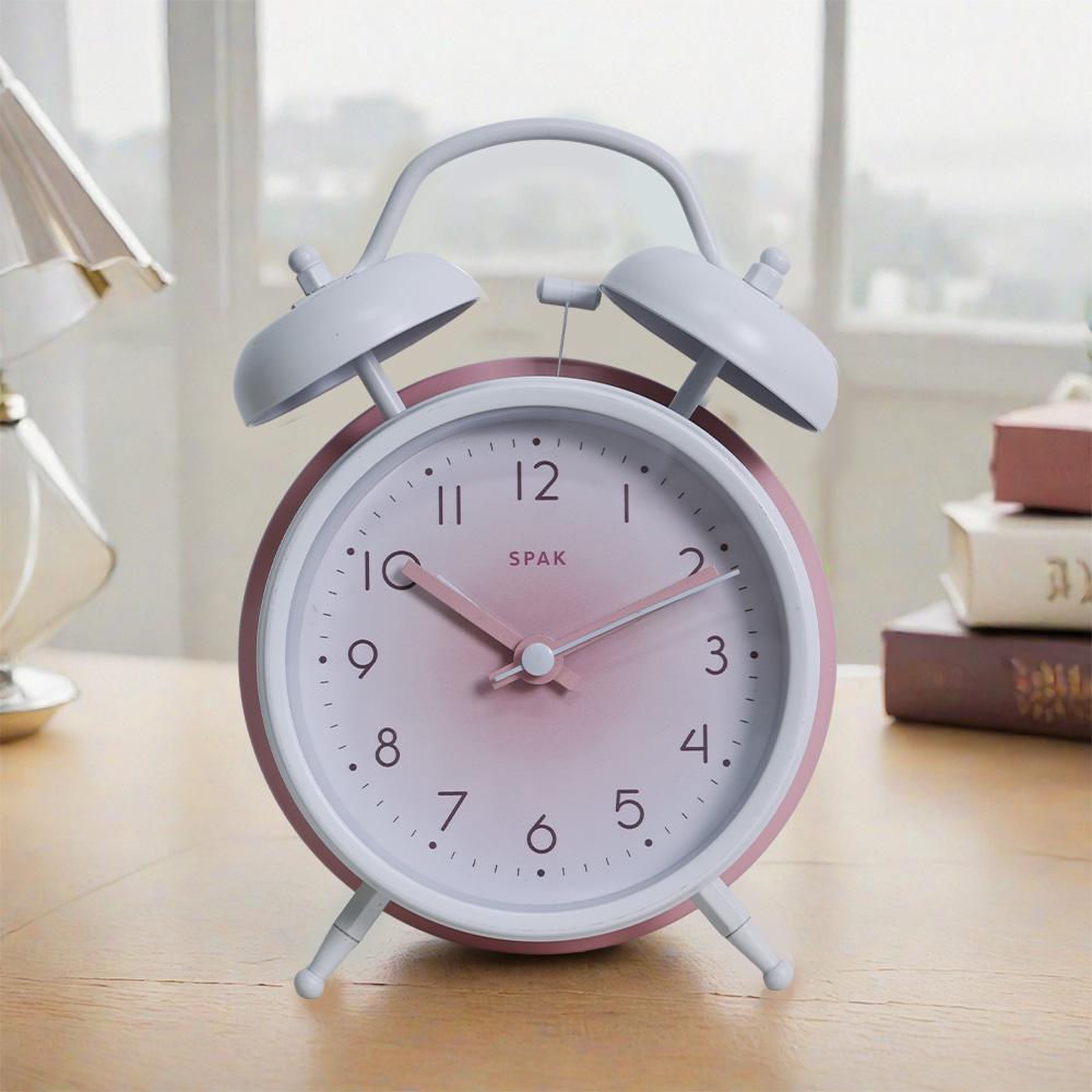 Ins Style Metal Alarm Clock Battery Powered (AA) Cute Decorative Clock for Home Office