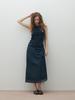 Double Hips Dot Color Block Nylon Skirt (Navy)